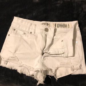 distressed white shorts